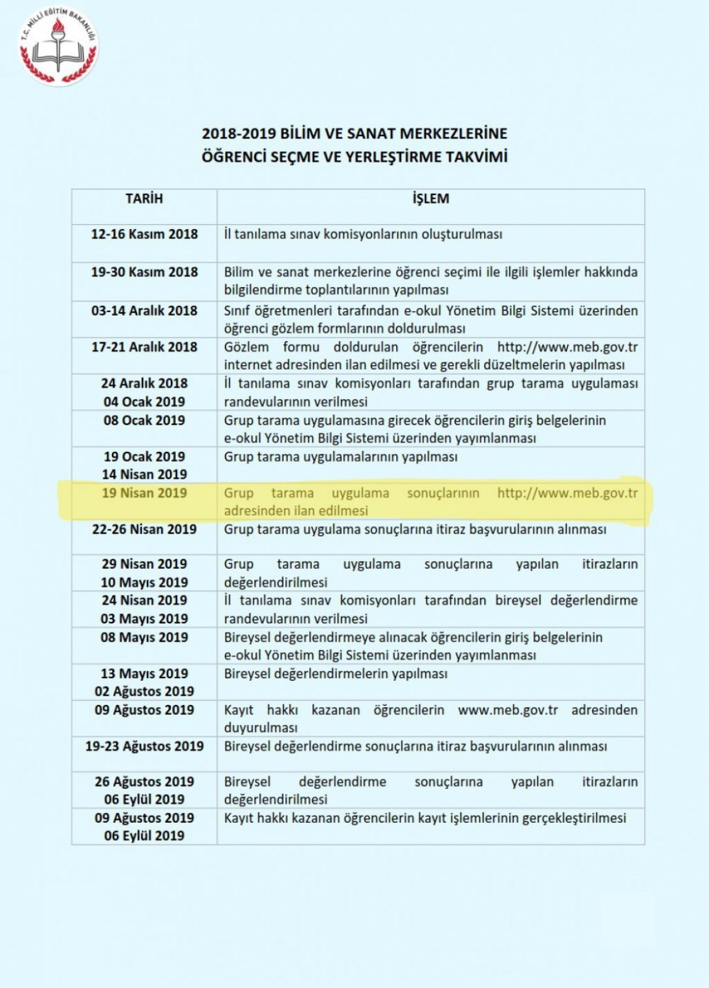 BİLSEM sonuç açıklama tarihi değişti