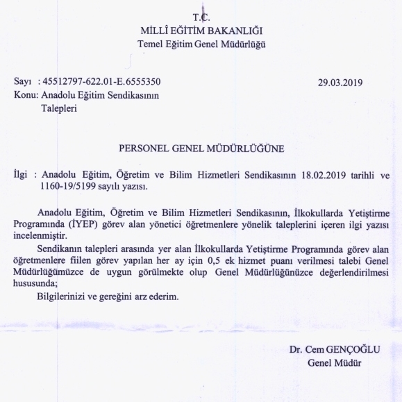 İYEP Ek Hizmet Puanı Talebimize Olumlu Görüş