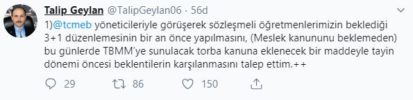 Sözleşmeli Öğretmenlere 3+1 Düzenlemesi Torba Kanuna Eklenecek