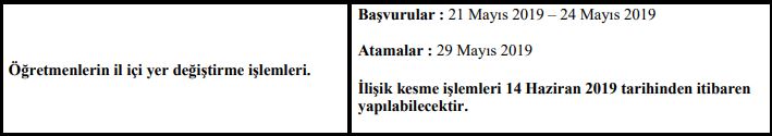 İl İçi Yer Değiştirme Başvuruları Ne Zaman Başlayacak?