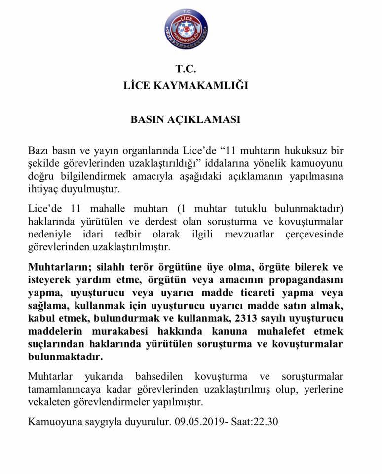 11 muhtar açığa alındı