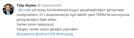 Sözleşmeli Öğretmene 3+1 Yarın TBMM'de Olacak