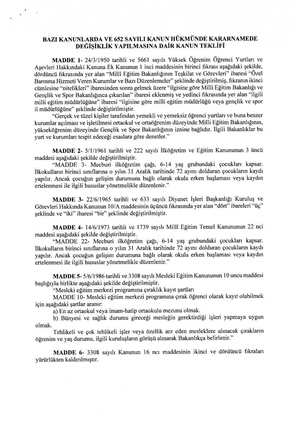 Sözleşmeli Öğretmenleri de Kapsayan MEB İle İlgili Kanun Teklifinin TAM METNİ