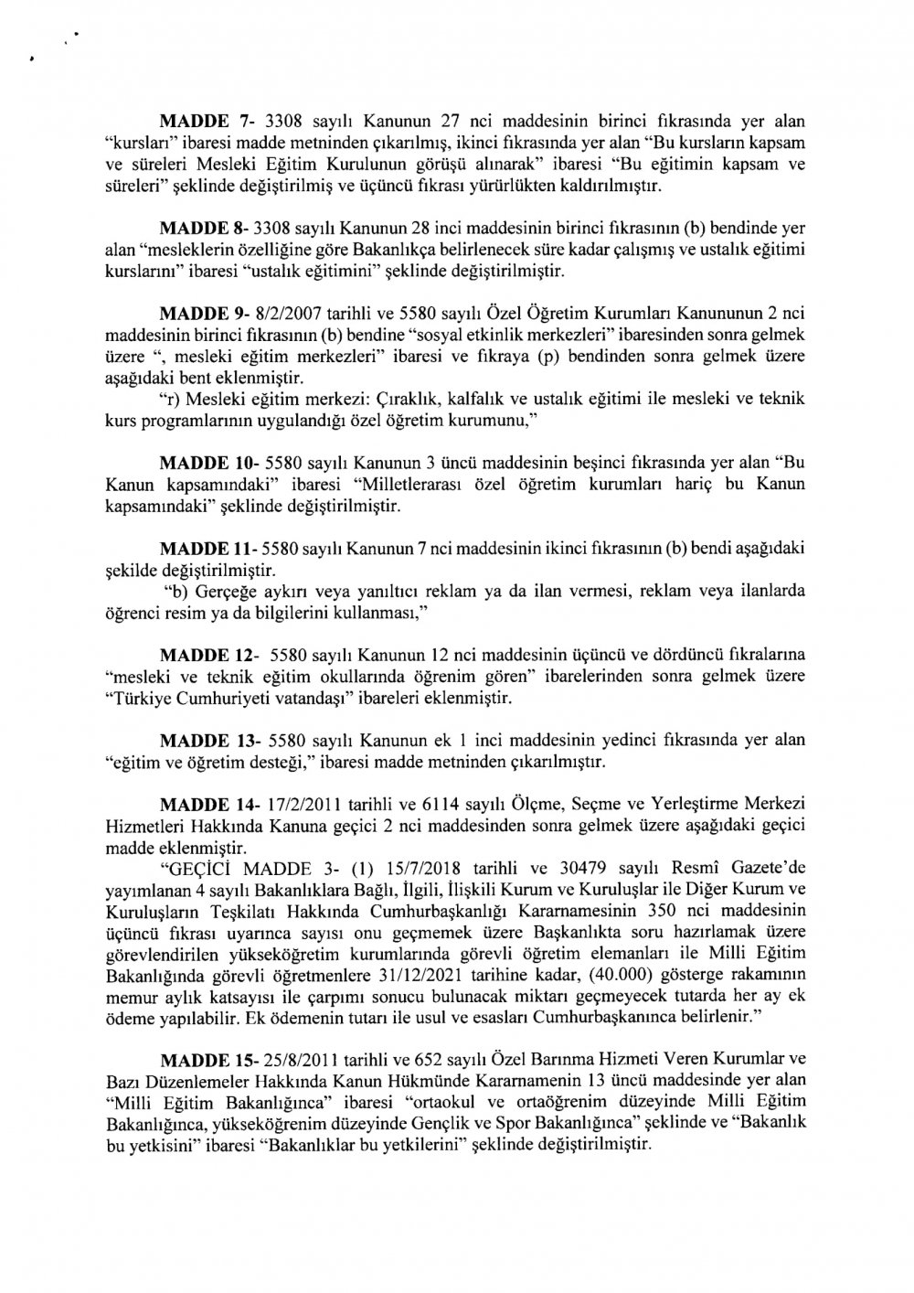 Sözleşmeli Öğretmenleri de Kapsayan MEB İle İlgili Kanun Teklifinin TAM METNİ