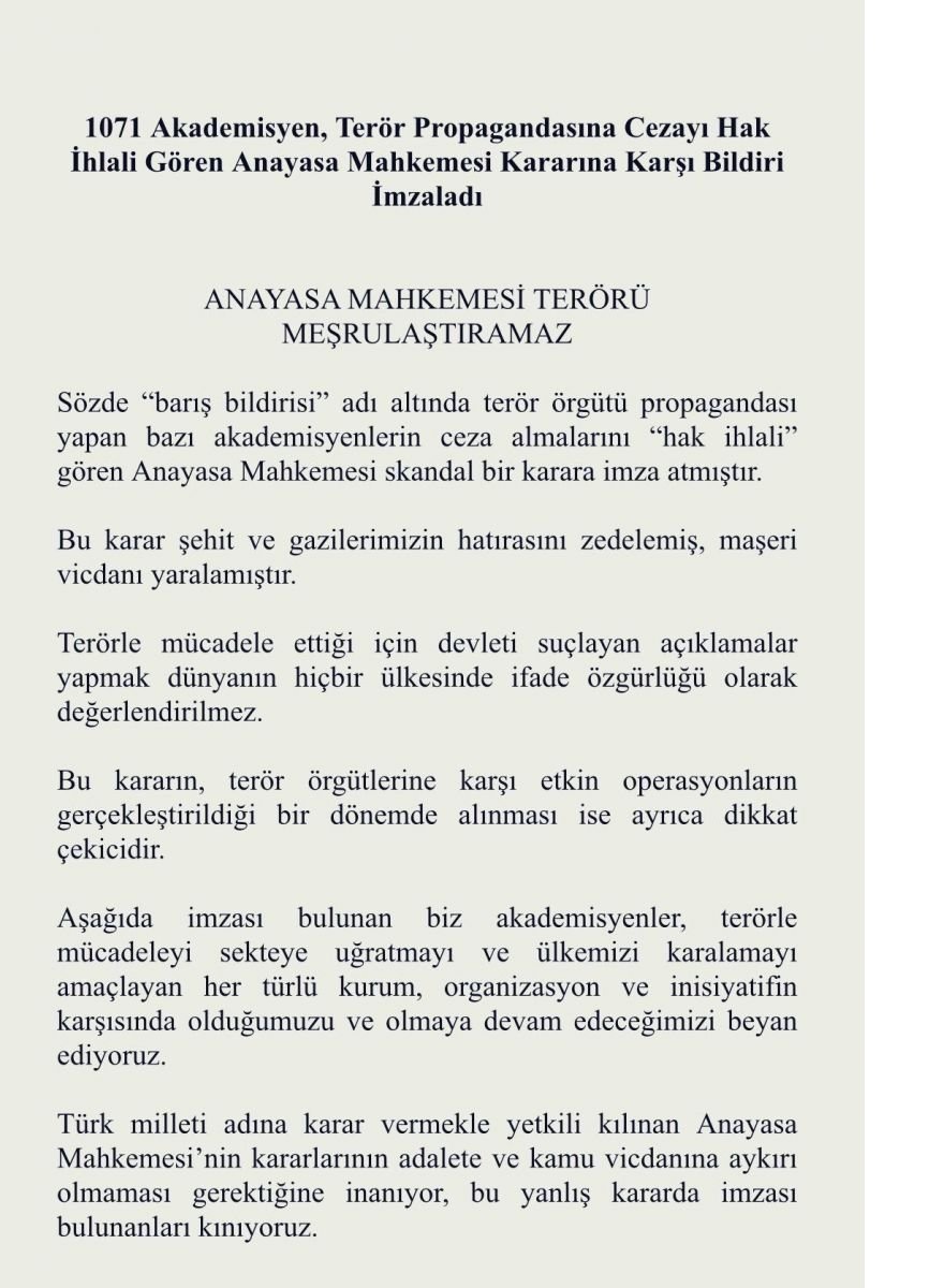 O Akademisyenlere 1071 Defa Teşekkür!