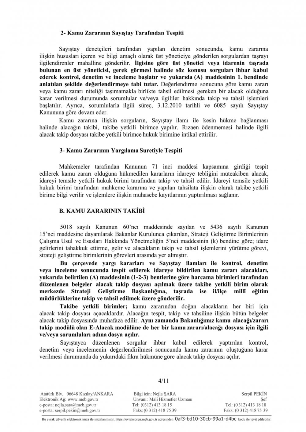 MEB'den ''Kamu Zararı'' Konulu Genelge