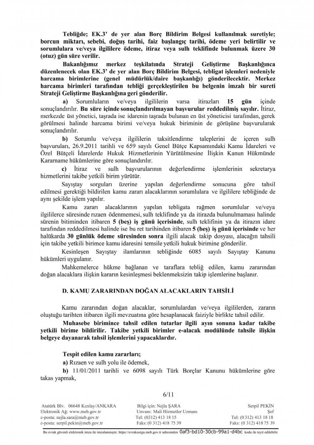 MEB'den ''Kamu Zararı'' Konulu Genelge