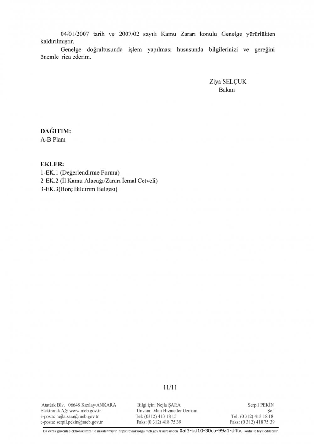 MEB'den ''Kamu Zararı'' Konulu Genelge