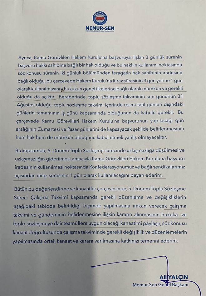 Memur-Sen, Toplu Sözleşme için yeni takvim sundu