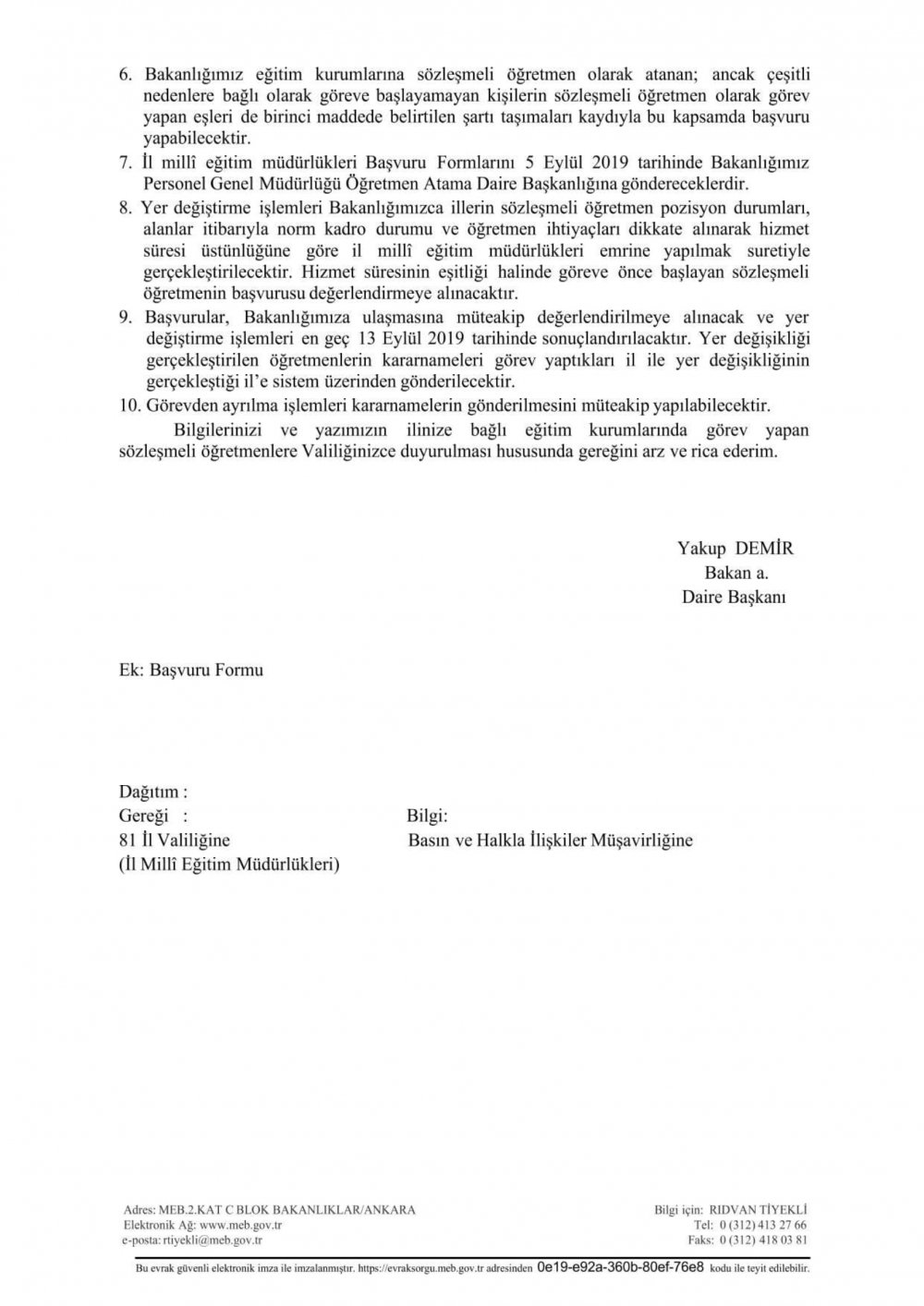 Her İkisi de Sözleşmeli Öğretmen Olan Eşlerin Yer Değiştirme Duyurusu