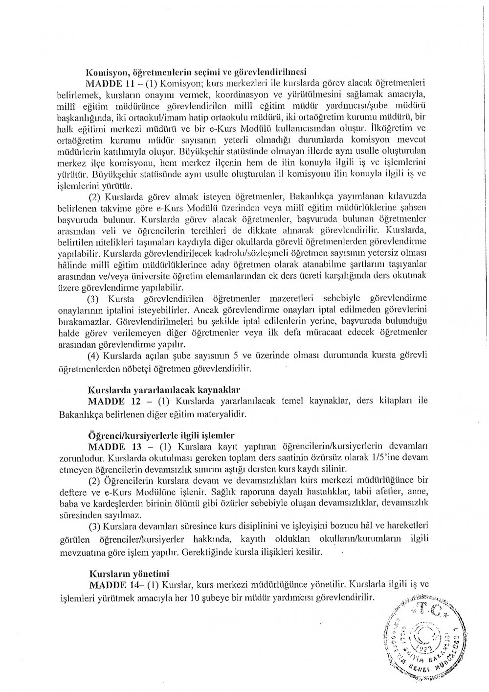 MEB, Destekleme ve Yetiştirme Kursları Yönergesini değiştirdi