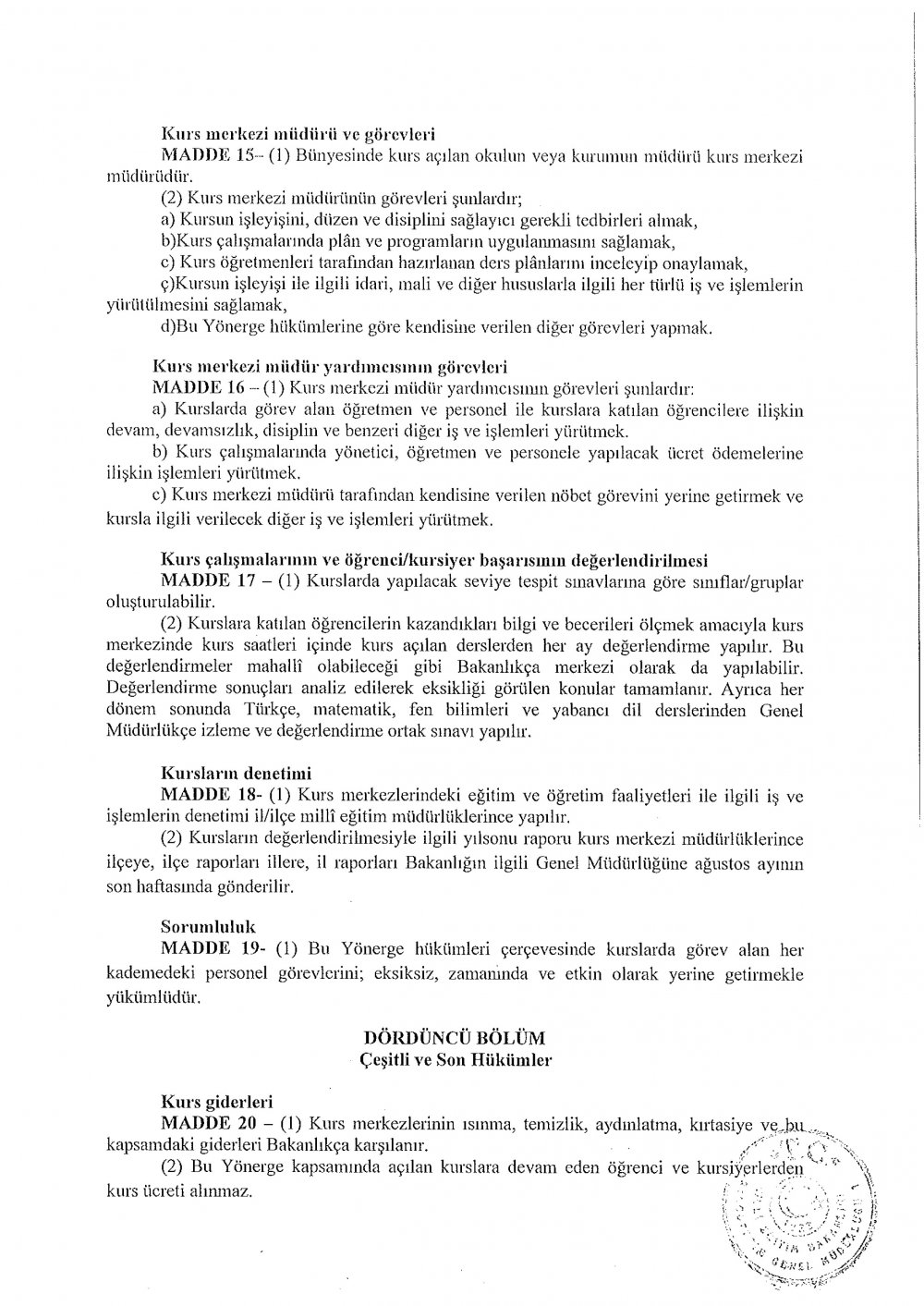 MEB, Destekleme ve Yetiştirme Kursları Yönergesini değiştirdi