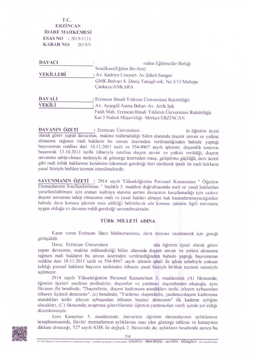 'Doçent unvanı alanlara kadro şartına bağlı olmaksızın doçentlik mali hakları ödenmelidir'