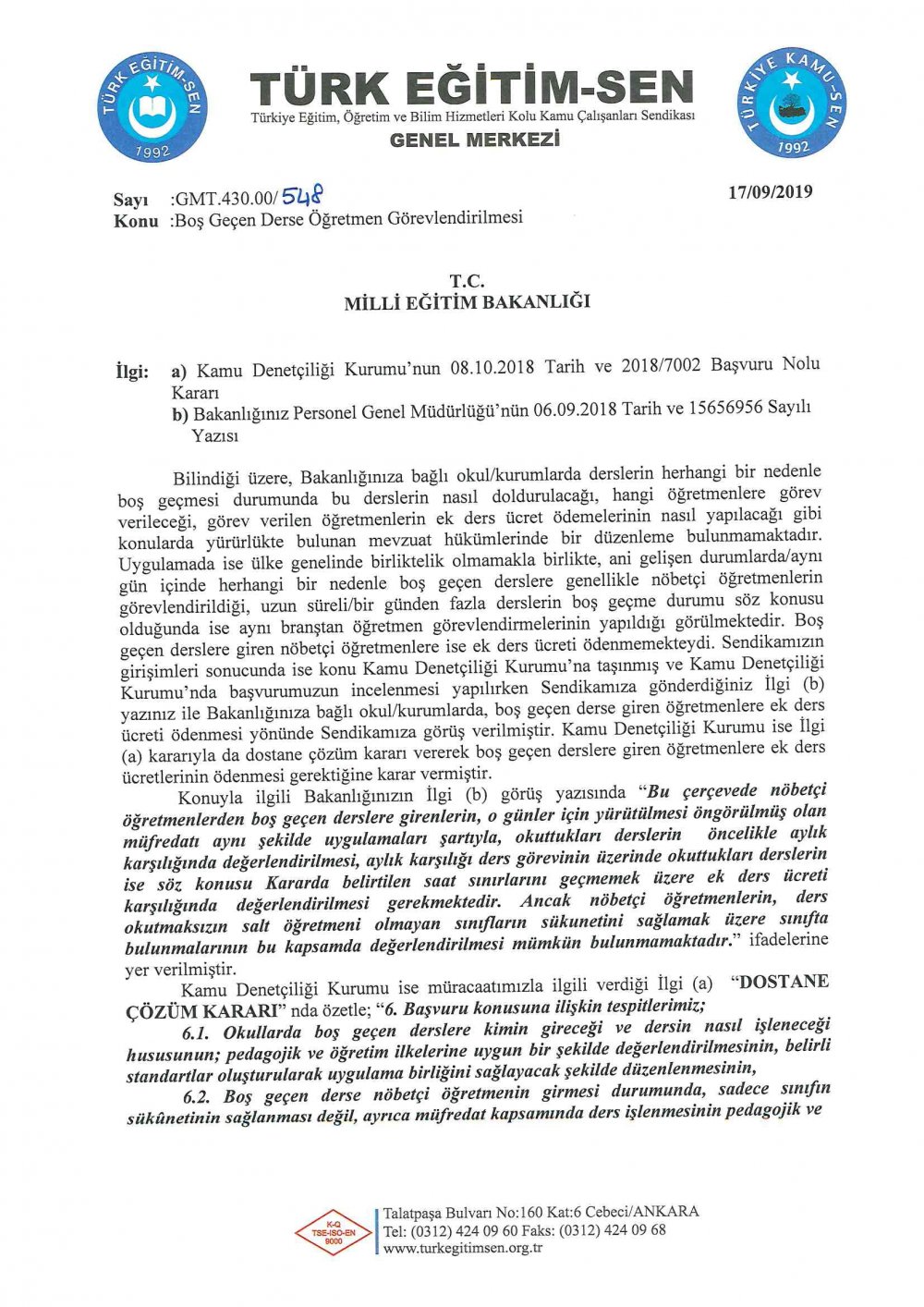 Boş Geçen Derse Öğretmen Görevlendirme Standartları Belirlensin