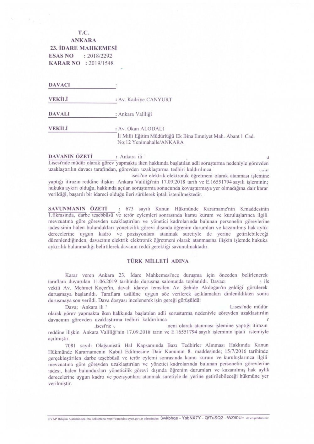 Eğitim Bir Sen :'Açığa alınma işlemi sona erenler eski görevine iade edilmelidir'