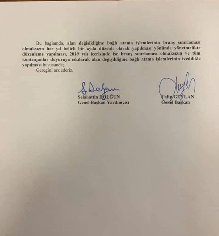 Türk Eğitim Sen'den Alan Değişikliği Düzenli Olarak Her Yıl Yapılsın Talebi