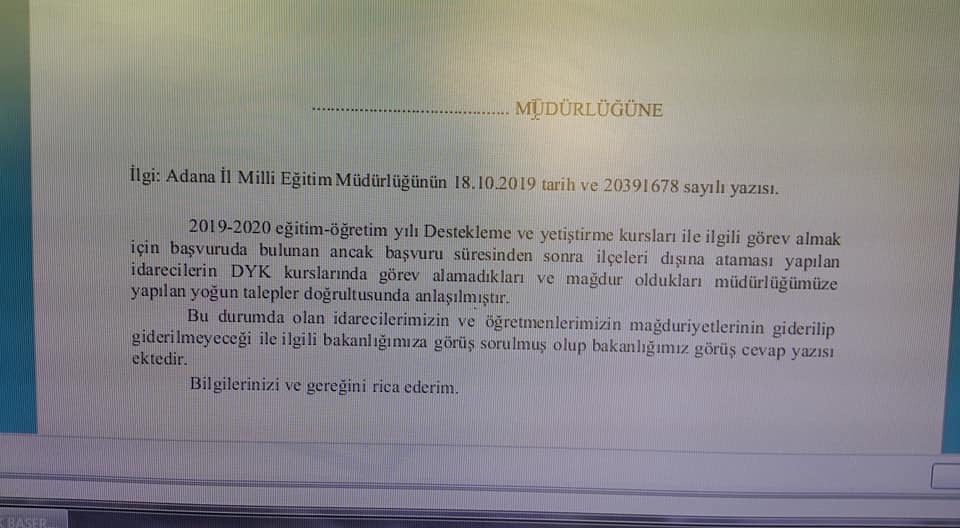 DYK Kurslarında Görev Almak için Başvuru Yapan Ancak Başka Kuruma Atanan İdarecilerin Mağduriyeti !