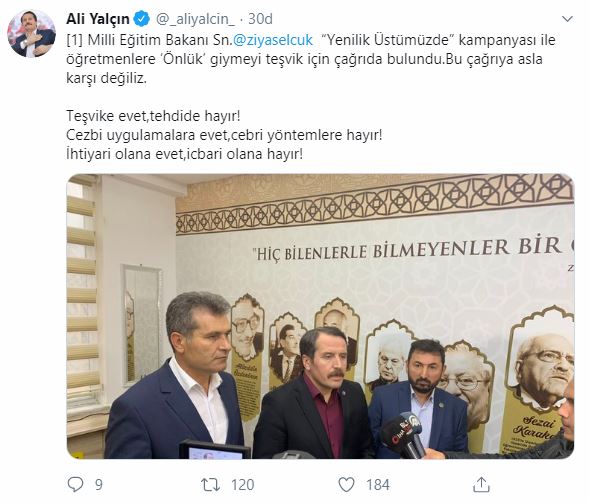 Ali Yalçın'dan Ziya Selçuk'a: ''Öğretmenlerin Daha Öncelikli Sorunları Var''