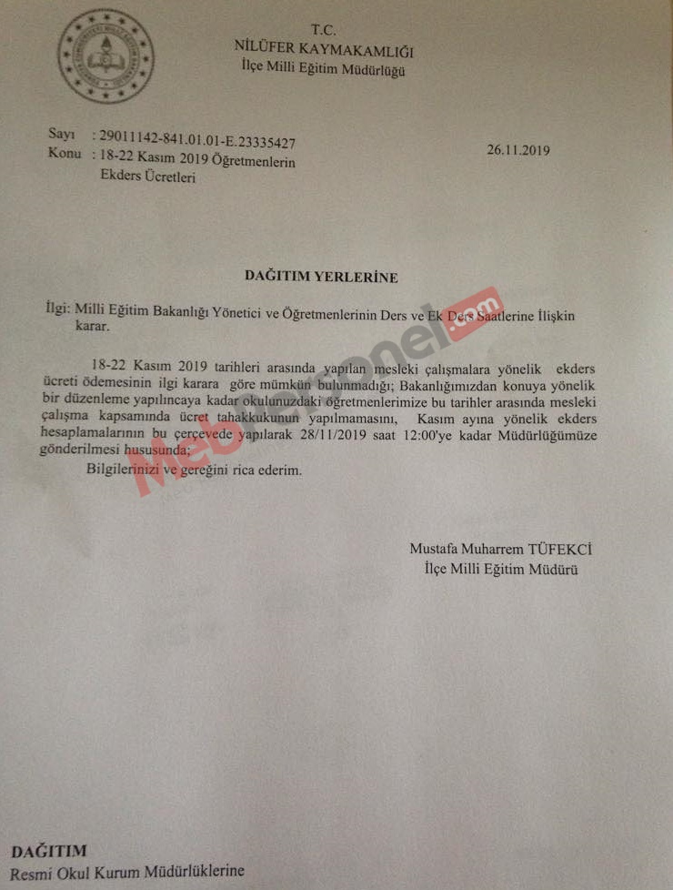 18-22 Kasım Arasında Öğretmenlere Ek Ders Ücreti Ödenmeyecek Mi?