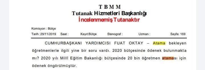 Cumhurbaşkanı Yardımcısı Fuat Oktay 2020 Yılında Atanacak Öğretmen Sayısını Açıkladı.