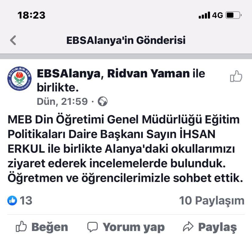 Eğitim Bir Sen Şube Başkanı Okulları Denetime çıktı