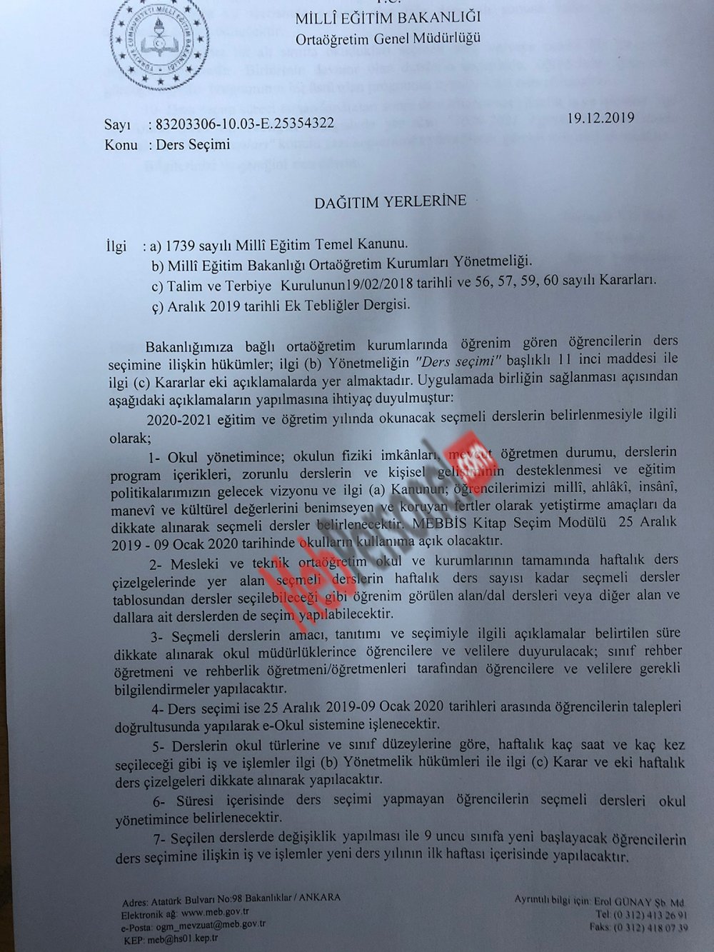 Seçmeli Derslerin Norm Kadroya Etkisi