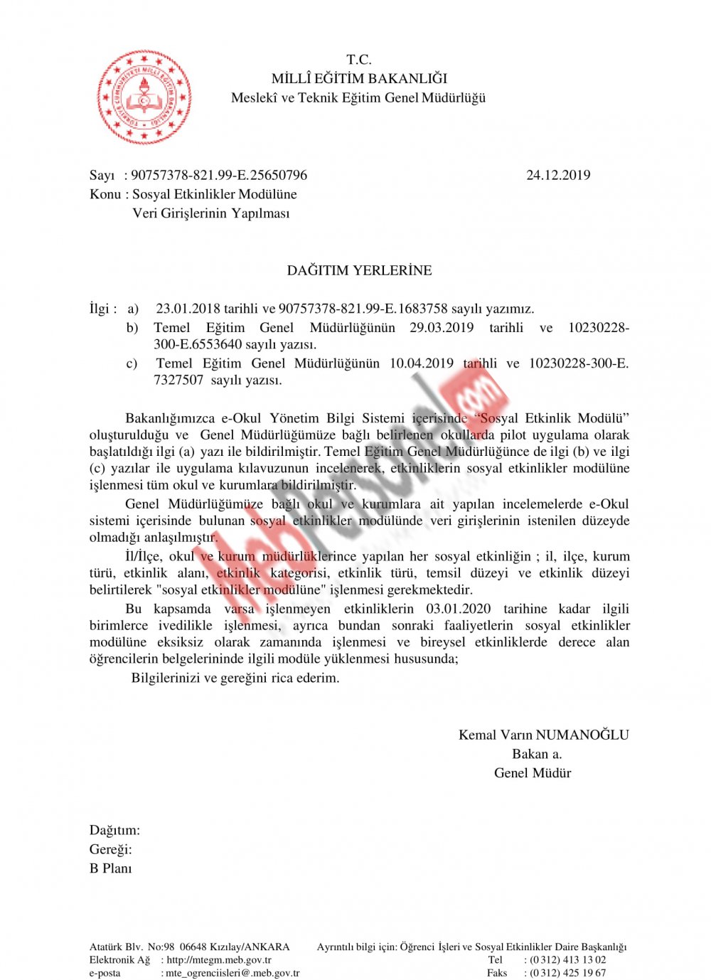 MEB Okulları Uyardı