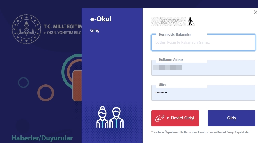 E-okul Giriş Ekranı Yenilendi