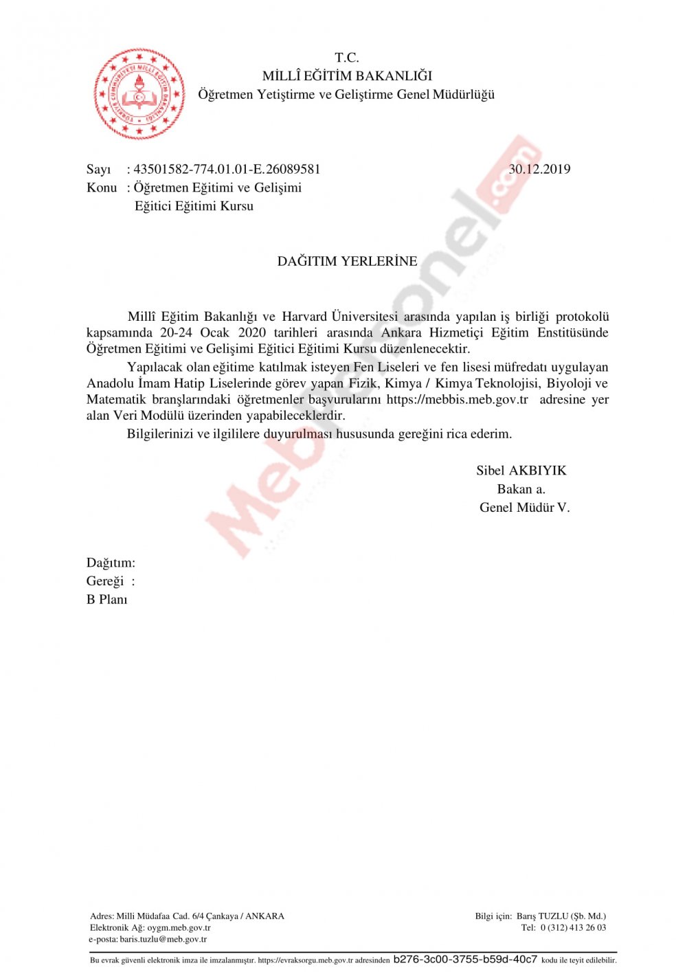 MEB'den Öğretmenlere Eğitim