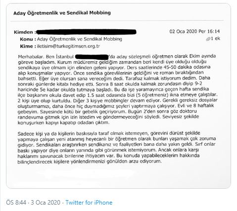 Aday Öğretmenlik ve Sendikal Mobbing