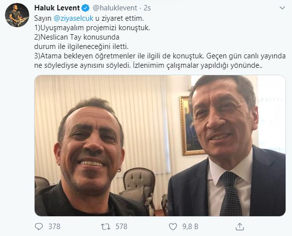 Haluk Levent, Ziya Selçuk'la Görüştü. Öğretmen Atamalarını Sordu...
