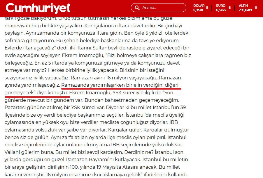 Hani bir elin verdiğini diğeri görmeyecekti?