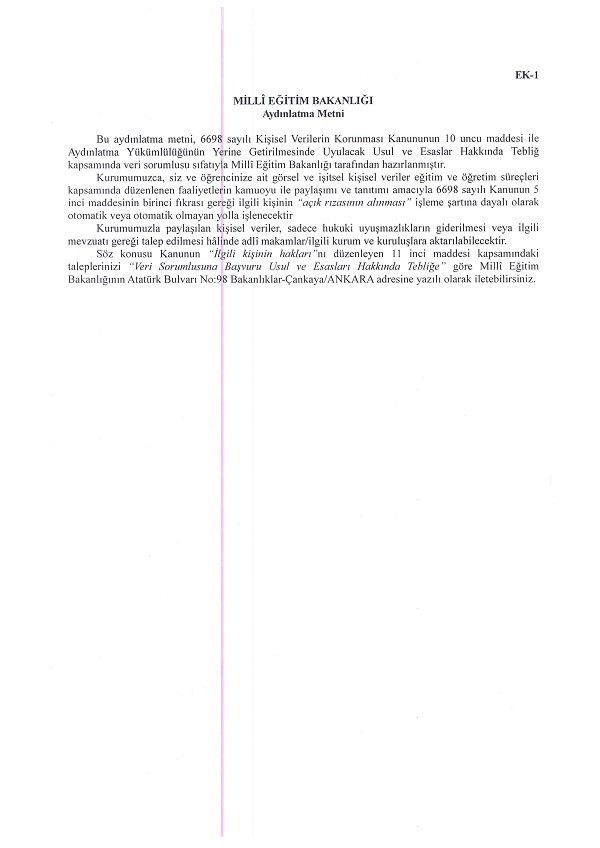 MEB'den ''Kişisel Verilerin İşlenmesi ve Korunması'' Yazısı