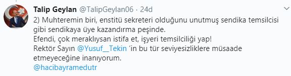 Talip Geylan'dan Yusuf Tekin'e Sendika Üyeliği Uyarısı