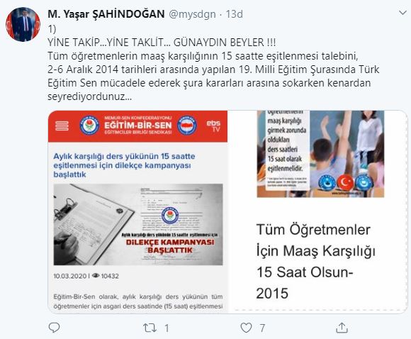 Türk Eğitim-Sen'den ''Maaş Karşılığı 15 Saat Olsun'' Talebi İle İlgili Açıklama