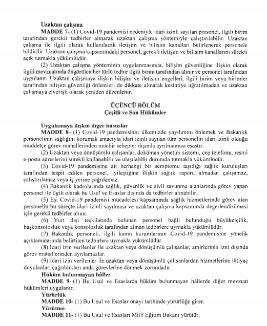 MEB Uzaktan Çalışma Usül ve Esaslarını Valiliklere Gönderdi!