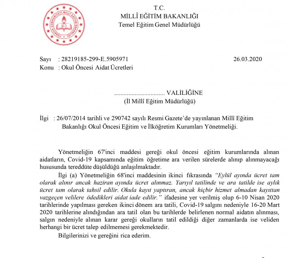 Nisan ayında kreşlere ücret ödenecek mi ? Meb'den cevap