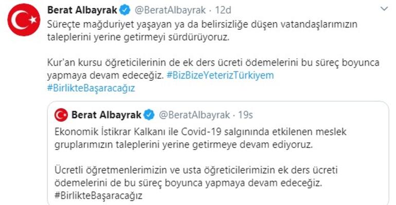 'Kuran Kursu öğreticilerimizin de ek ders ücreti ödenecek'