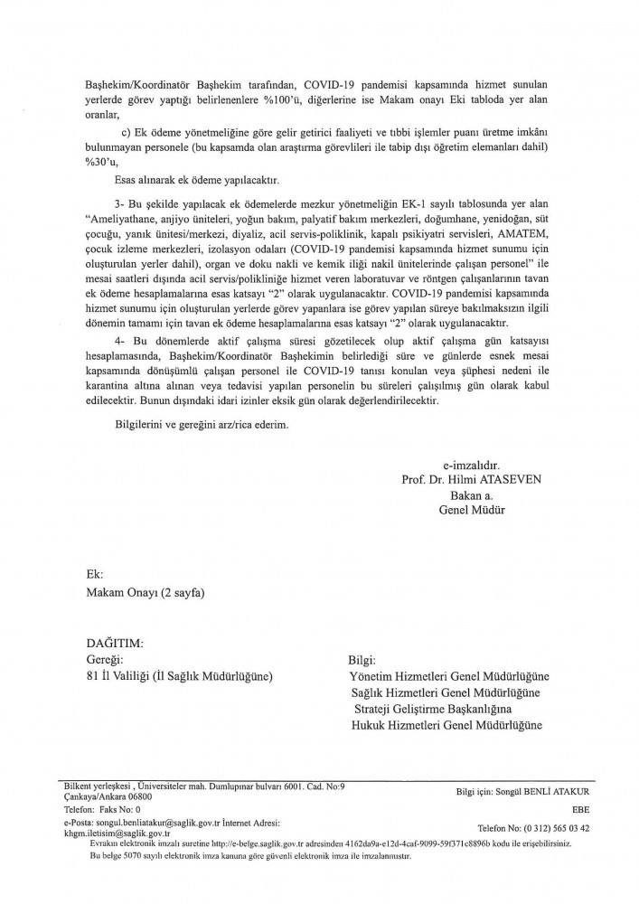 Sağlık personeline ek ödemeyle ilgili usul ve esaslar netleşti