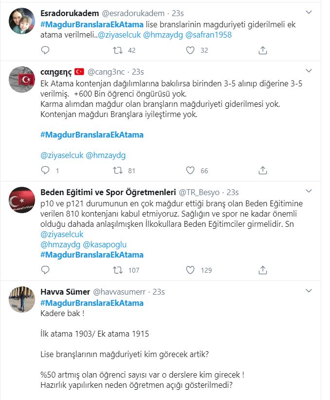 Kontenjan Mağduru Branşlar Ek Öğretmen Ataması Talep Ediyor