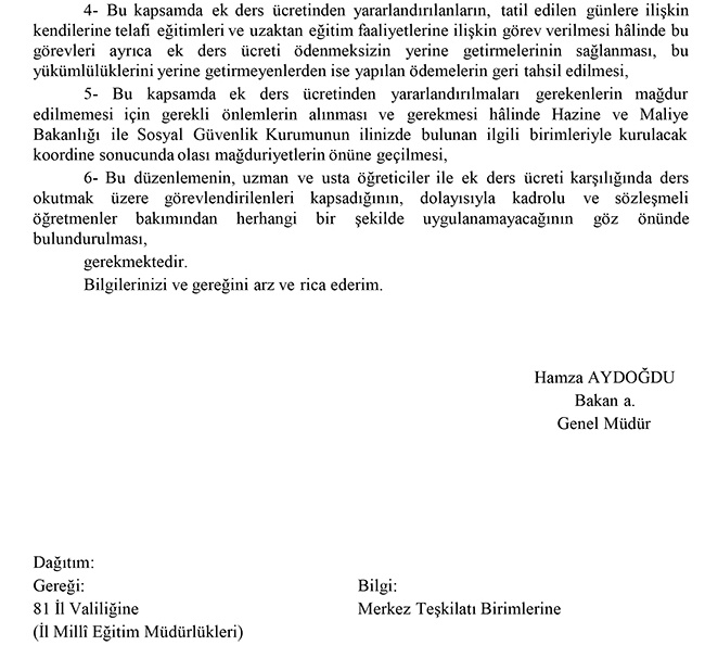 MEB'den ''Ek Ders Ücreti Ödemelerine Dair'' Önemli Yazı