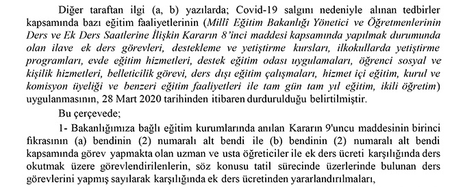 MEB'den ''Ek Ders Ücreti Ödemelerine Dair'' Önemli Yazı
