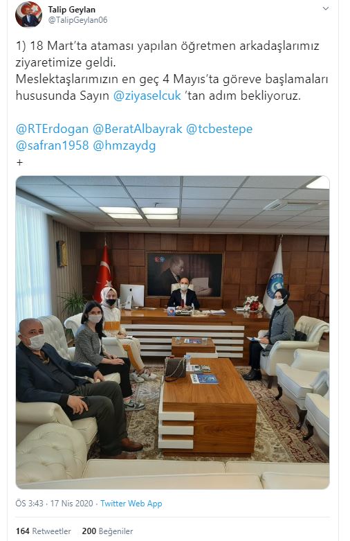 "Kararname bekleyen öğretmenler en geç 4 Mayıs'ta Göreve Başlatılmalı"