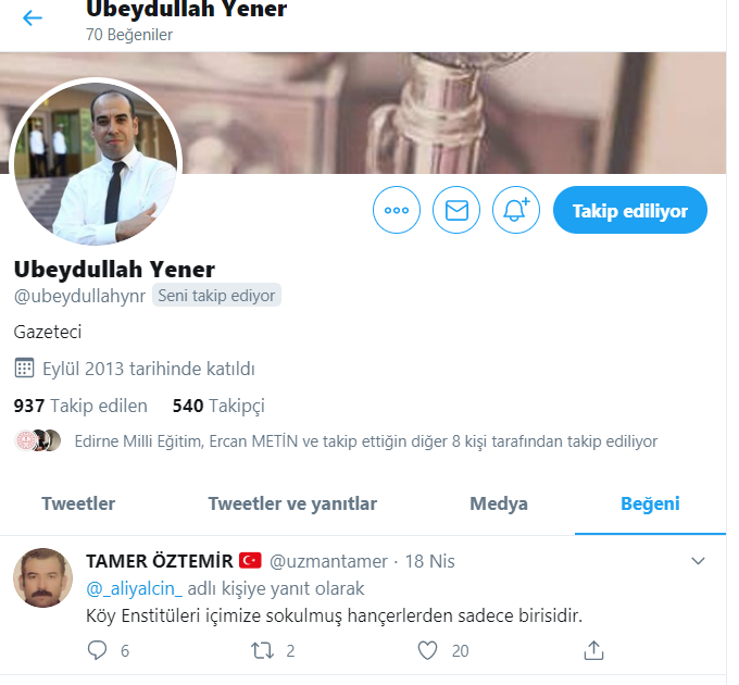 Haberimiz sonrası MEB Basın Müşaviri Bakan Ziya SELÇUK'u Eleştiren Beğenisi Geri Çekti.