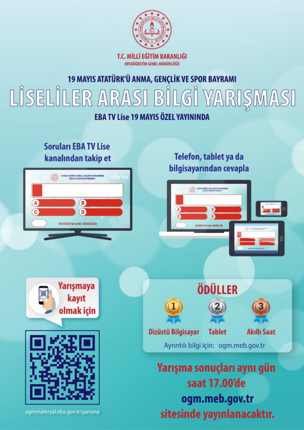 EBA TV Lise 19 Mayıs Özel Yayınında Liseliler Arası Bilgi Yarışması