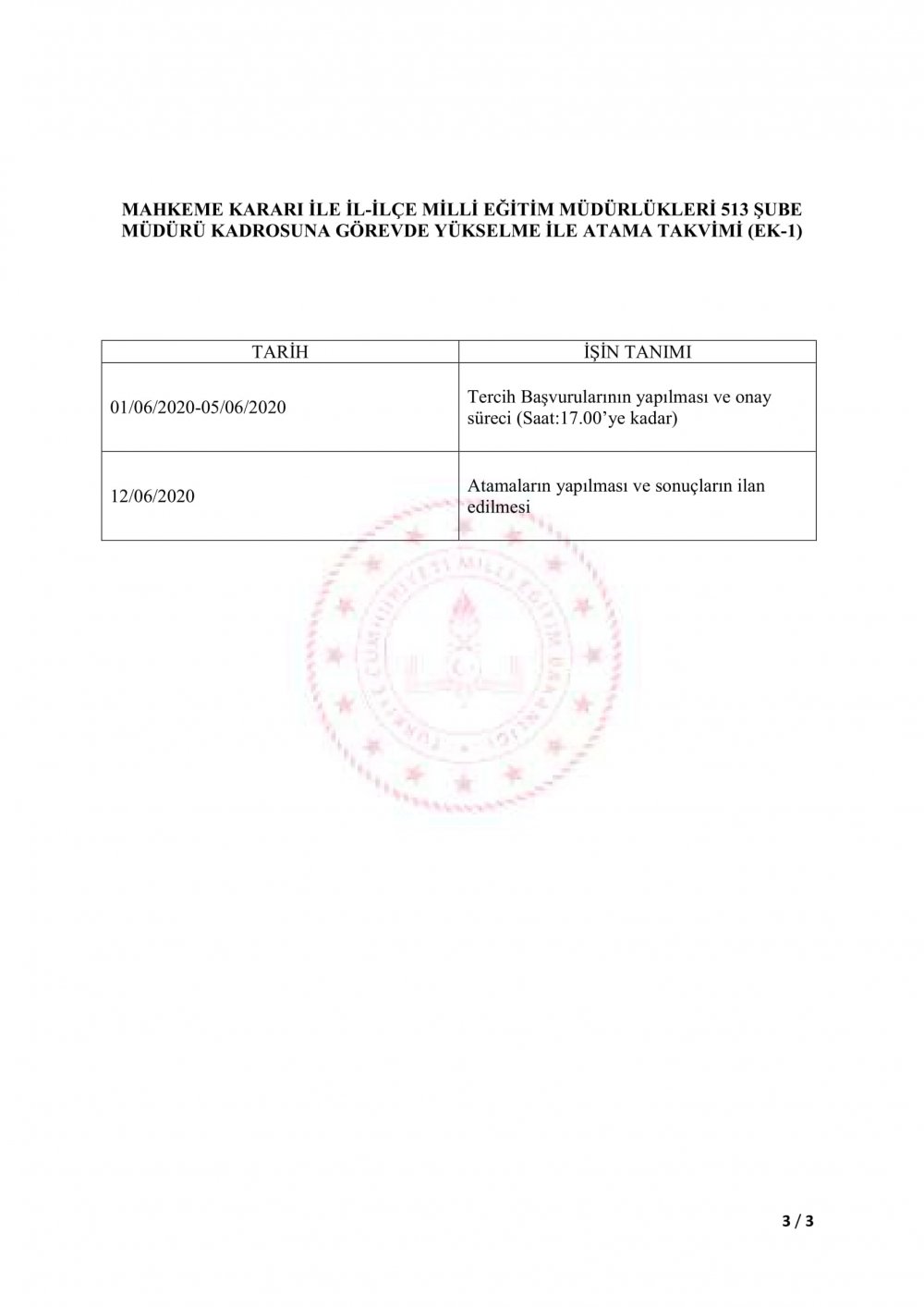 MEB'den 513 Şube Müdürü Kadrosuna Atama Duyurusu