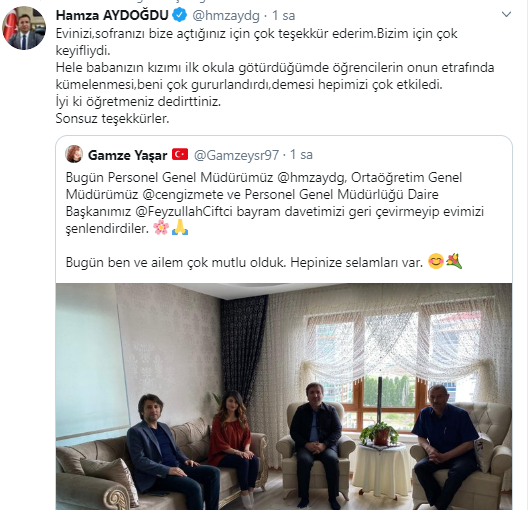 MEB'in Genel Müdürleri Bayramda Yeni Atanan Öğretmenin Davetlisiydiler