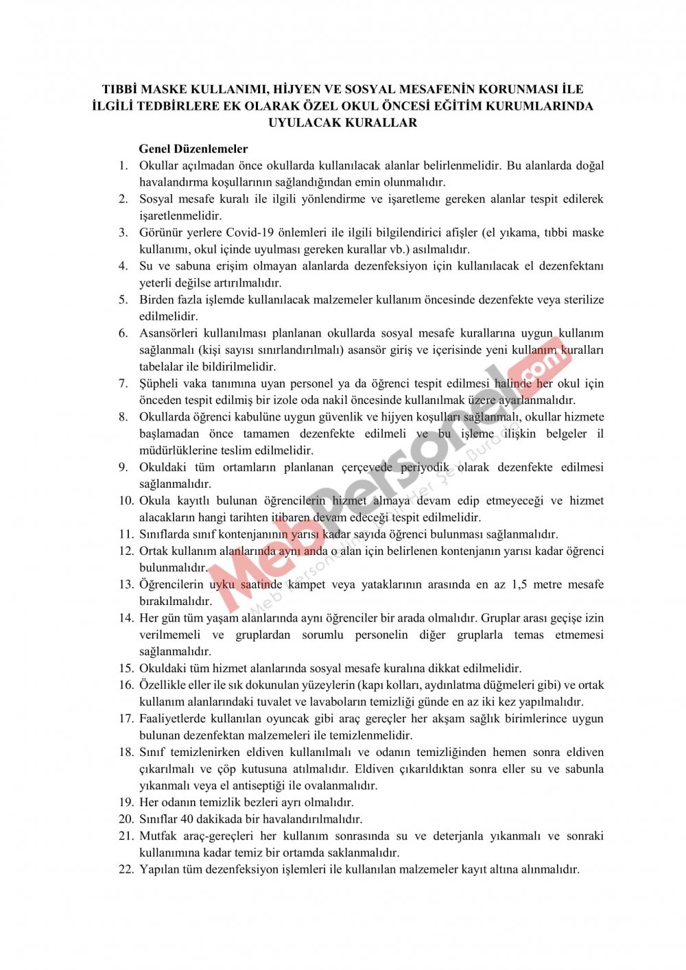 MEB'den ''Özel Okul Öncesi Eğitim Kurumları ve Yaz Okulları'' Hakkında Açıklama (Resmi Yazı)