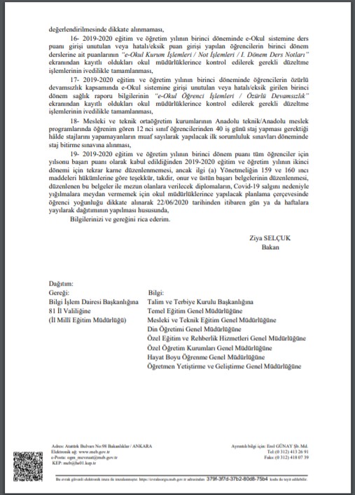 MEB'den yıl sonu işlemlerine dair resmi yazı
