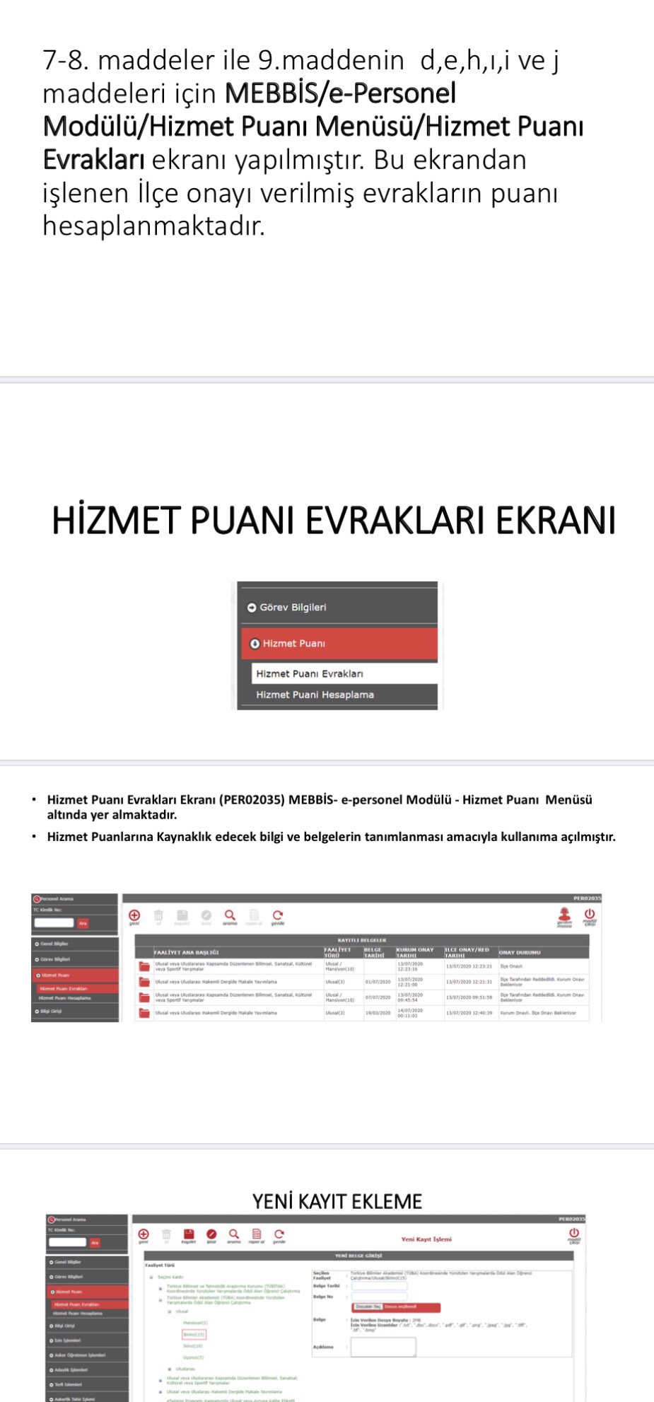 MEB Hizmet Puanı Ekleme Tanıtım Kılavuzu